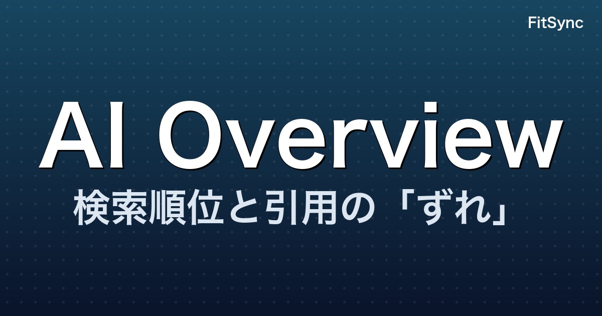 AI Overview - 検索順位と引用のずれ - FitSync ブログ記事のアイキャッチ