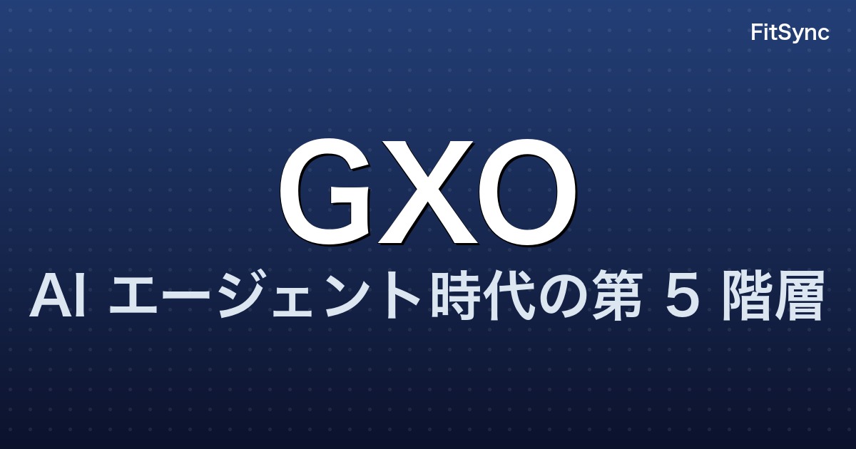 GXO（Generative Experience Optimization）とは - AI エージェント時代の第5階層 - FitSync ブログ記事のアイキャッチ